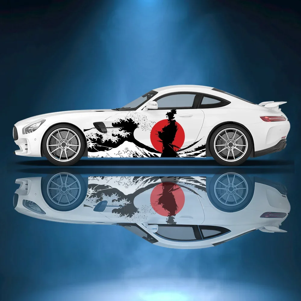 

Warrior Silhouette Red Moon Car Vinyl Wraps Decal Self-adhesive PVC Sticker Suitable for Trucks SUV Decor Auto Accessories Gift