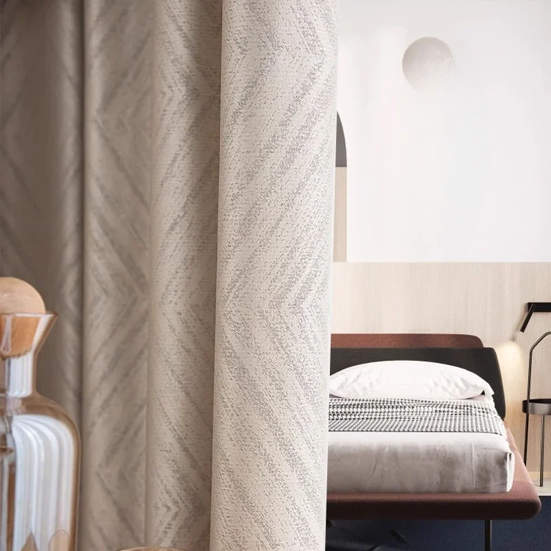 

High-precision Solid Color Curtains for Living Room Bedroom Dining Blackout Luxury Nordic Simple Modern Sunshade Fabric Tulle
