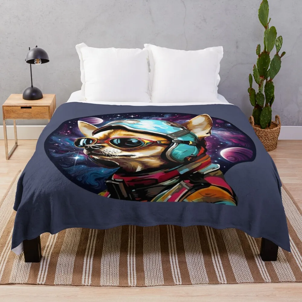 

Cool Antropomorphic Chihuahua Astronaut in Space Throw Blanket Quilt For Sofa Thin Blankets