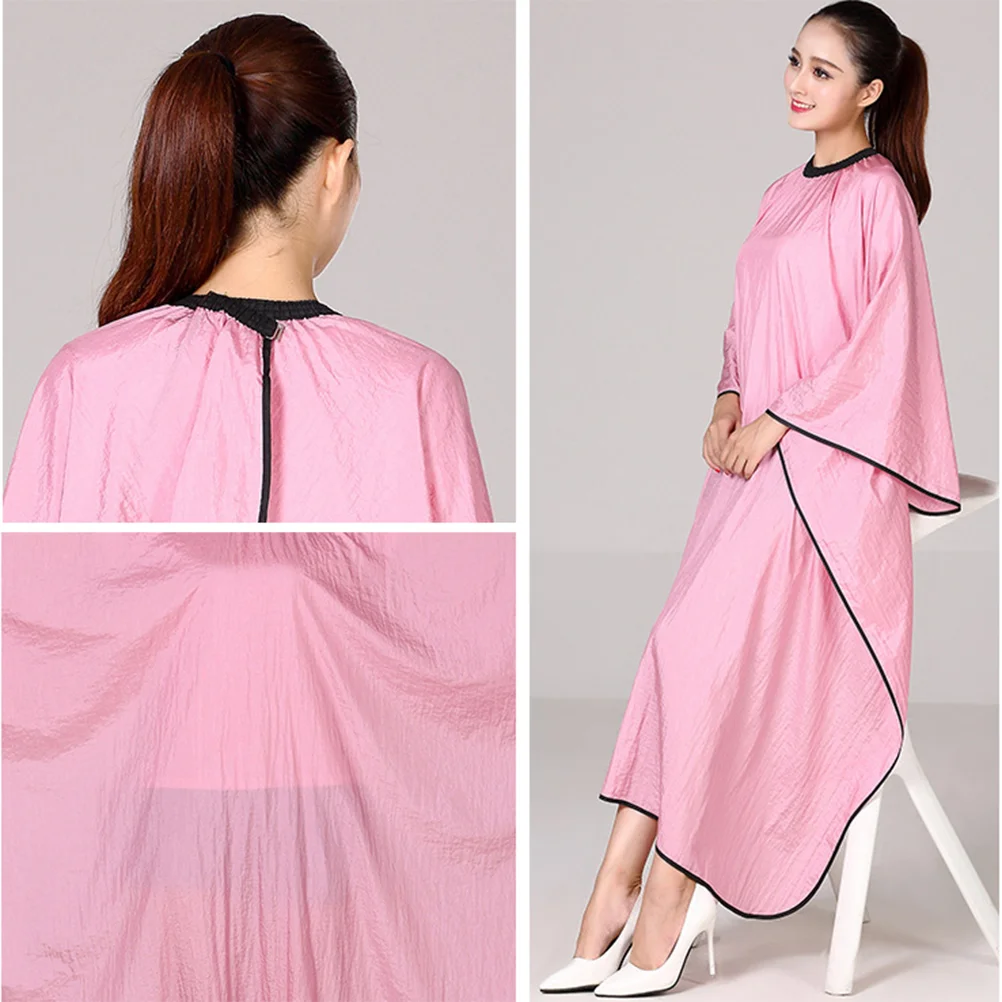 Exquisite Hairdressing Cape Practical Haircut Cape Hair Cutting Cloak Haircut Gown for Men Women (Pink)