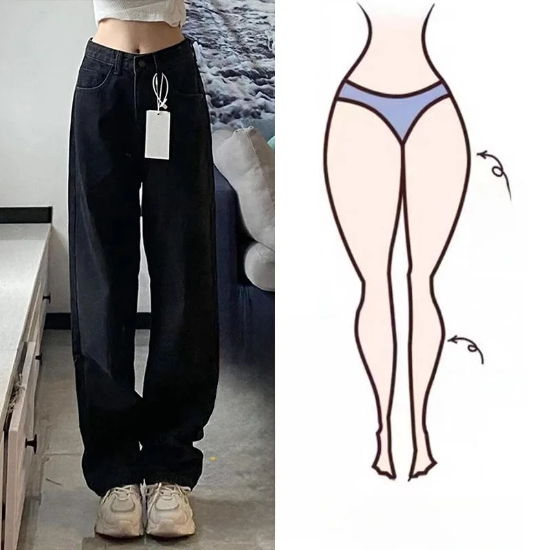 

Прямые джинсы с высокой талией на подкладке, женские брюки больших размеров, облегающие груши, зимние джинсы против морщин