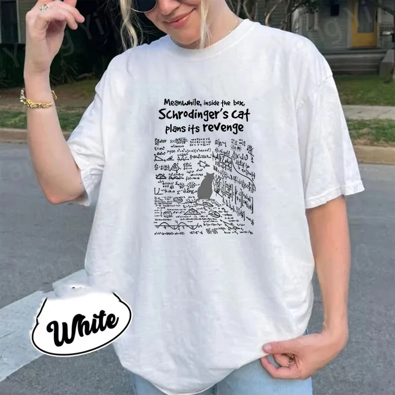 Cat Plans Its Revenge Pattern Men Women Cotton T-Shirt Fashion Short Sleeve Casual Summer Street Simple Loose Tops Neutral Tees