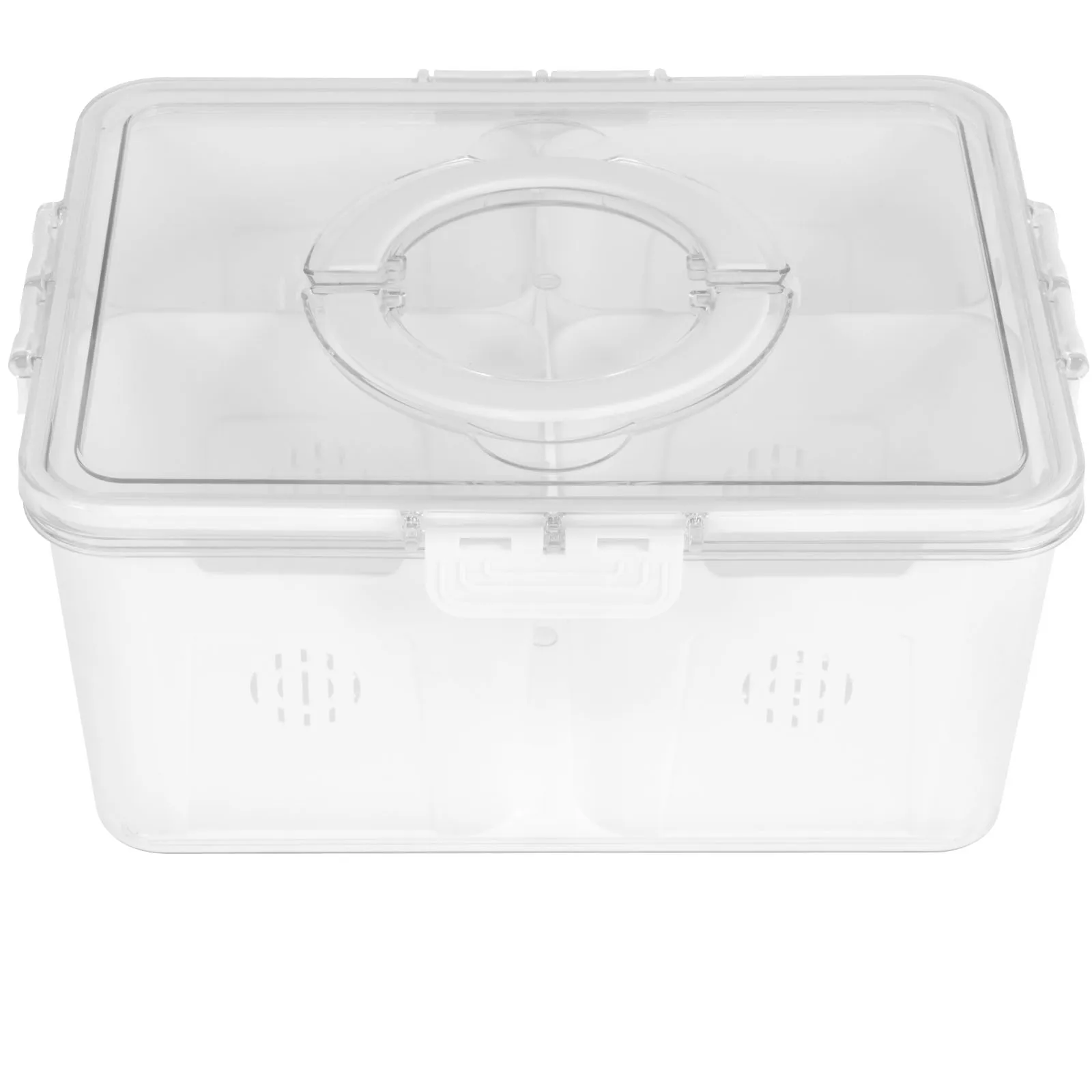 

Divided Serving Tray with Lid Snackle Box Container with Drain Holes 4 Compartment Snackle Box Charcuterie Container Portable