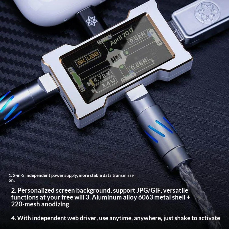 Huahuo X Hmhub 8k Aviator Cable Magnetic Switch Keyboard Custom Gaming Data Cable Metal Shell Web Driven Personaliz Screen Gifts