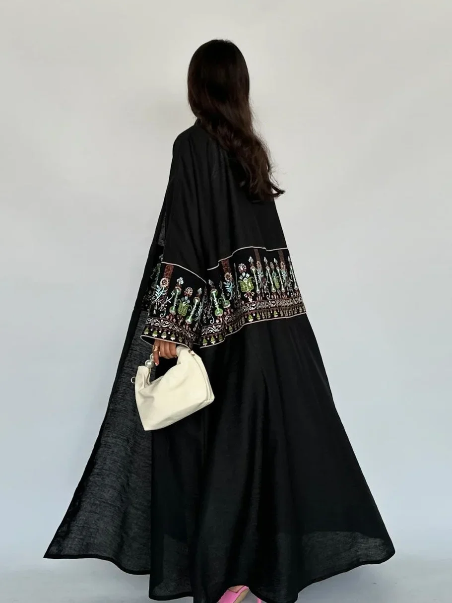 Eid mujeres musulmanas fiesta largo abaya Jalabiya bata bordada Ramadán Marruecos Dubai árabe Kaftan Islam modesto Cardigan Vestidos 2024