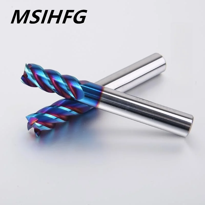 HRC65 CNC Carbide Flat End Millling Cutter Tungsten 4 Flute Metal Steel Machining Tool Key Face Square Router Bit 6 8 12 Shank