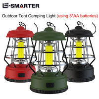 Outdoor Camping Lights Portable Handheld Hanging Tent Lanterns Retro Ambiance Lamp Gift with Hook Use 3XAA battery Power supply