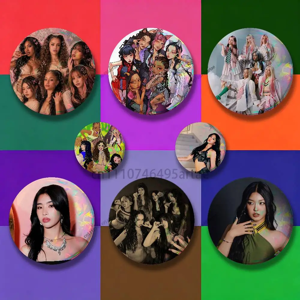 Girl Group K-Katseye Badges 25 32 44 58 75 mm Round Cosplay Pin Bag Decor Fans Collect Friends Gifts Brooch Souvenir