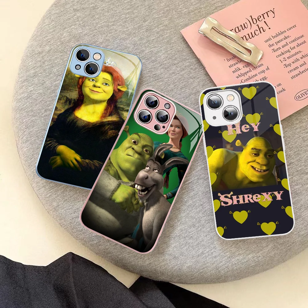 

S-Shrekes Phone Case Tempered Glass For iphone 14 13 12 11 Pro Mini XS MAX 14Plus X XS XR Fundas