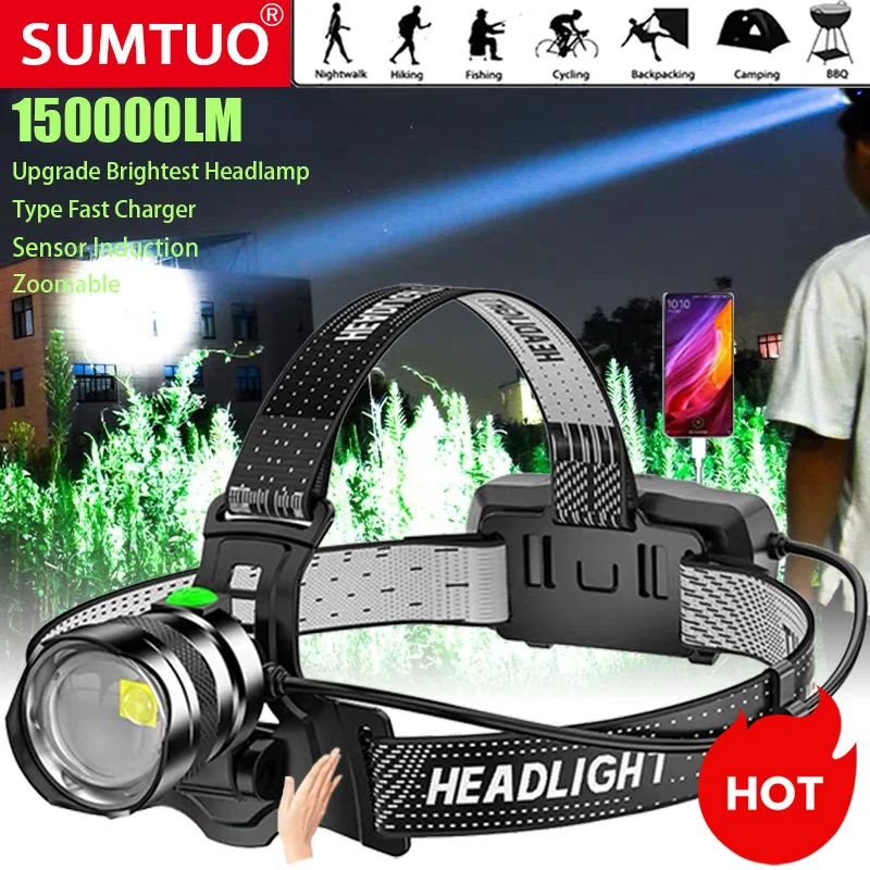 

Powerful XHP70 Led Headlamp Zoomable USB Rechargeable High Power Headlight Waterproof Output 18650 Super Bright Head Torch