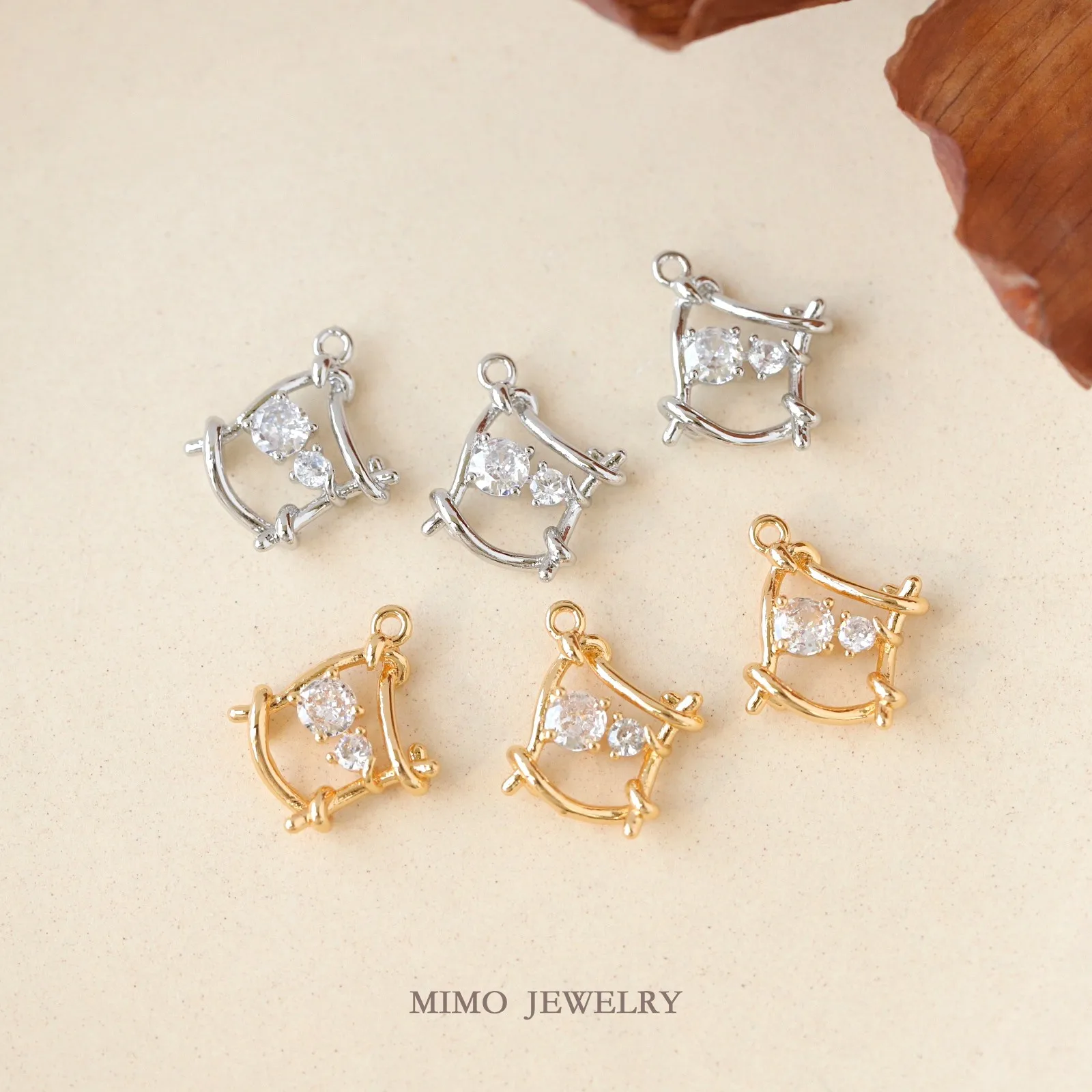 

Irregular Quadrilateral Hollow Zircon Charms Pendant Supplies DIY Hand Brass Gold Plated Accessories 14.8X17.4mm
