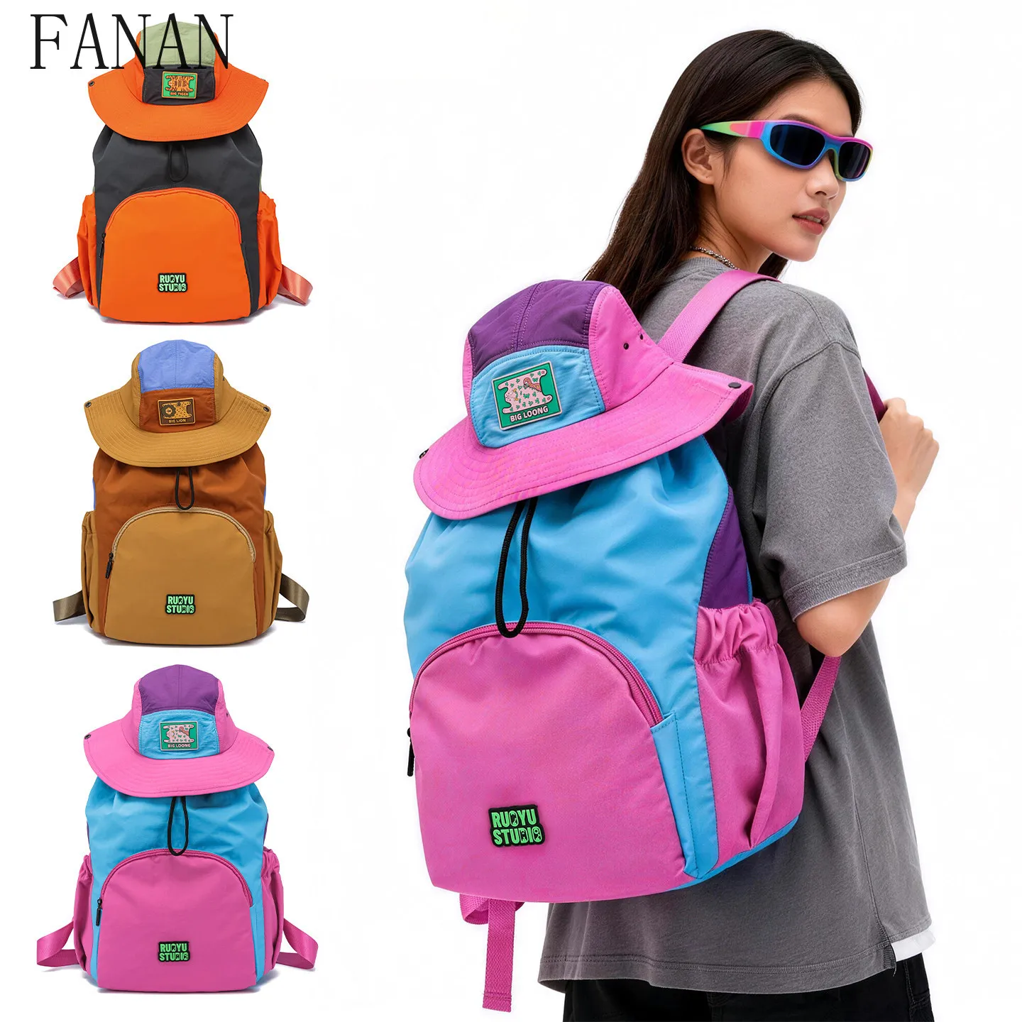Casual Fashion Backpacks for Women Creative Color-Block Lightweight Large Capacity Commuter Girls Travel Backpack New