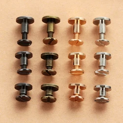 10Pcs Luggage Leather Metal Craft Solid Screw Nail Rivet Double Curved Round Head Clothes/Bag/Shoes/Belt/Strap Rivet Book Screws