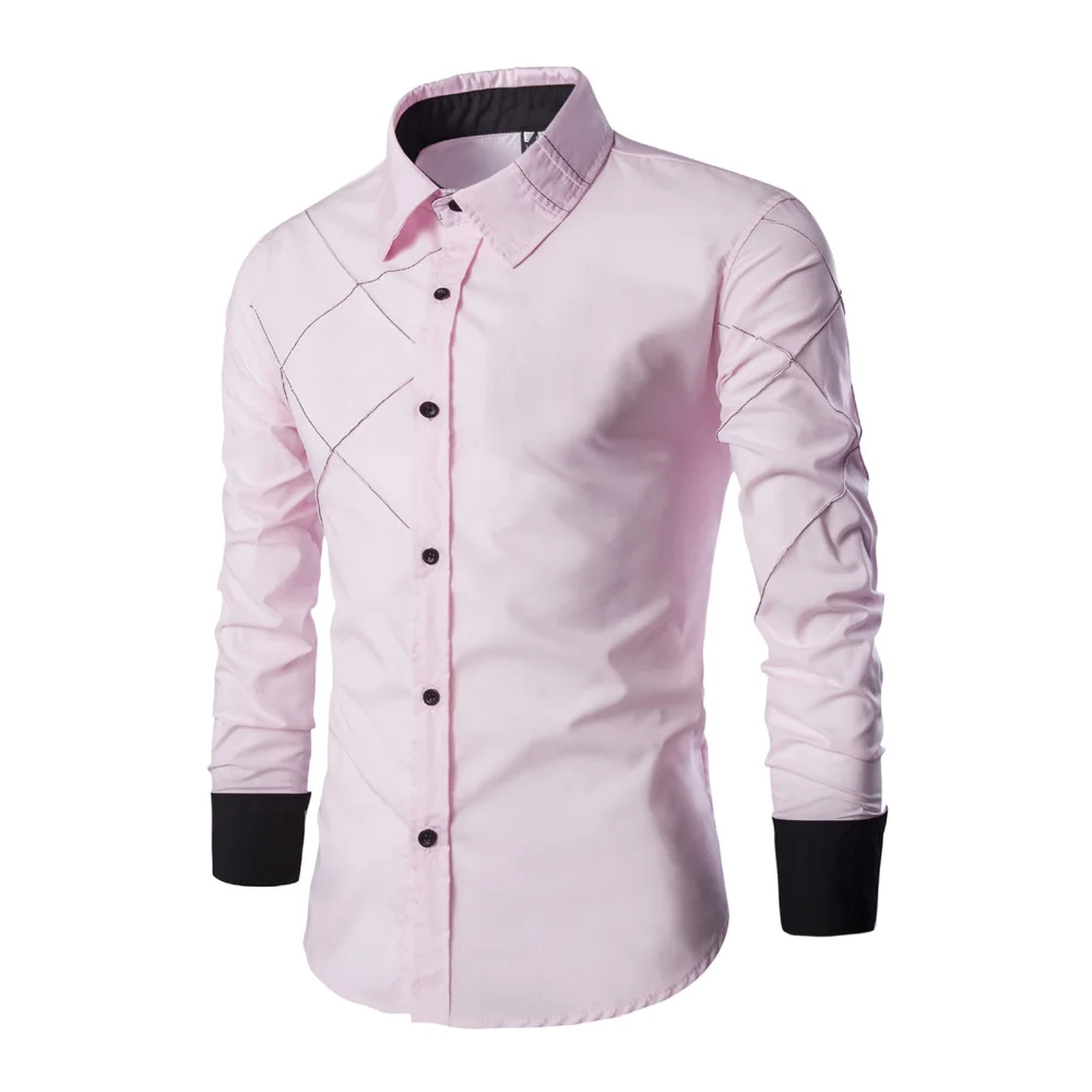 Chemises à manches longues en polyester et coton pour hommes, chemises provoqué, coupe couvertes, noir, blanc, décontracté, luxe, 2022