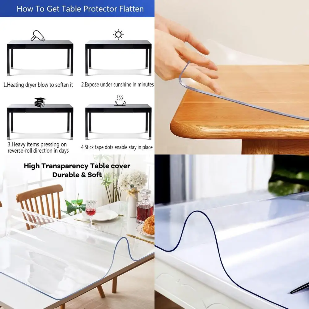 

Thick Clear Plastic Table Cover, 44x102 Inches, Dining Room Protector, Vinyl Tablecloth for Glass Tables