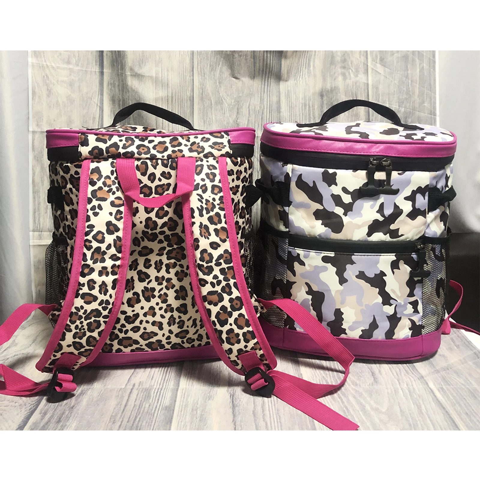 Thermal Insulated Bag Portable Leopard Printed Waterproof Camp Travel 18l Large Capacity Leakproof Backpack Cooler Lunch Bags