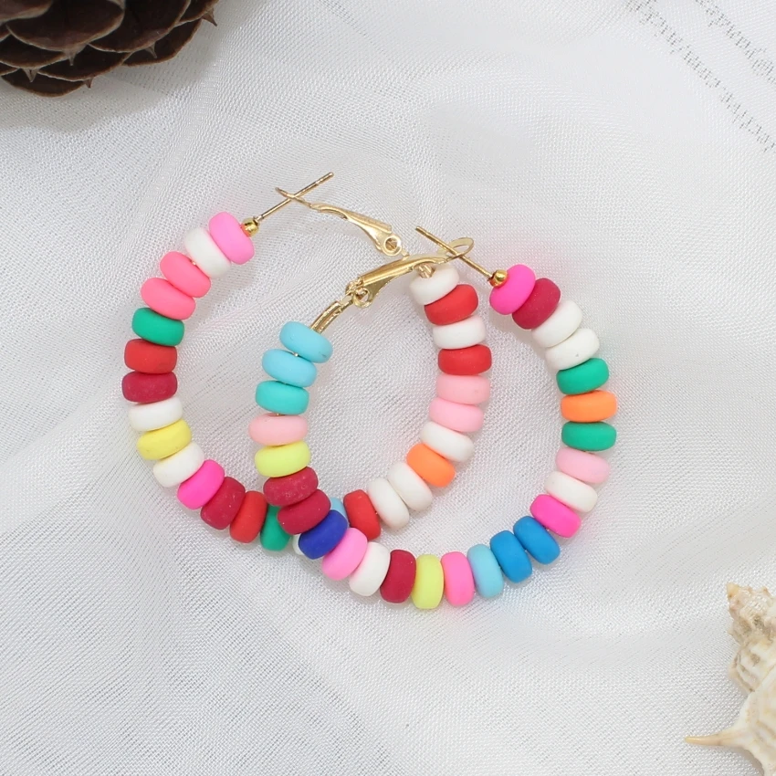 New Fashion Demon Eye  Polymer Clay Earrings  Drop Earrings For Women Gold Color Metal Round Hoop Earings Fashion Jewelry