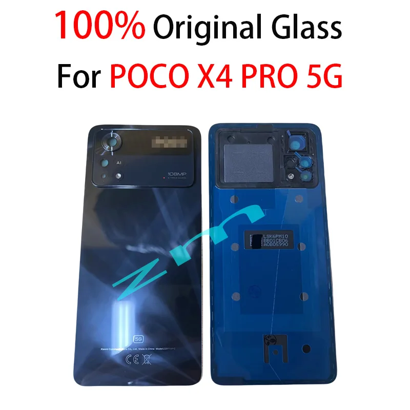 For Xiaomi Poco X4 Pro 5G Back Battery CoveGlass Panel Rear Housing Door Case Replace X4Pro2201116PG Battery cover
