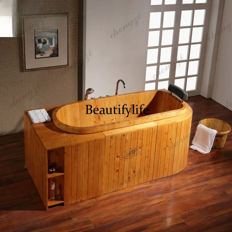 A17 Apron edge wooden bucket large bathtub bath household bath bucket large bathtub health bath bucket