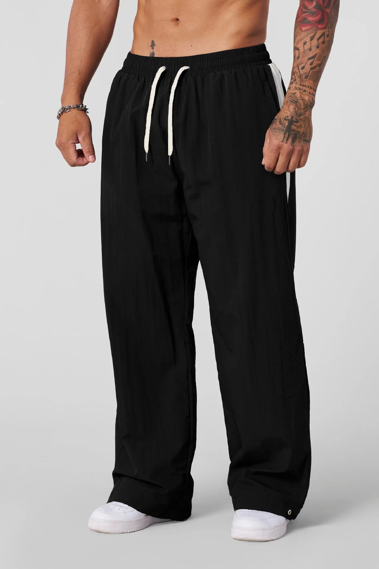 Men's Running Straight-Leg Patchwork Sport Pants Casual Loose Fit Trendy Autumn Winter 2025