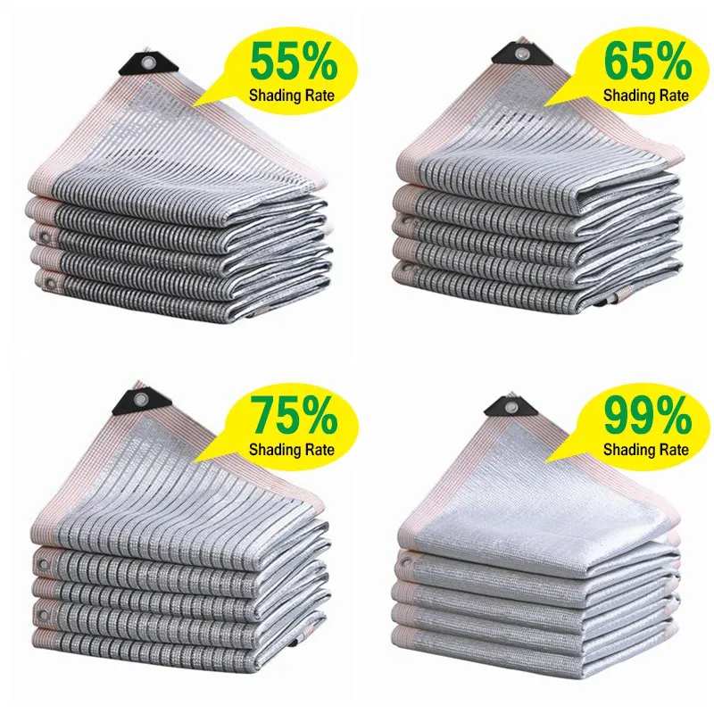 

55~99% Shade Rate Aluminum Foil UV Resistant Sun Shade Sail Anti-UV Garden Shading Netting Greenhouse Mesh Fence Enclosure Nets