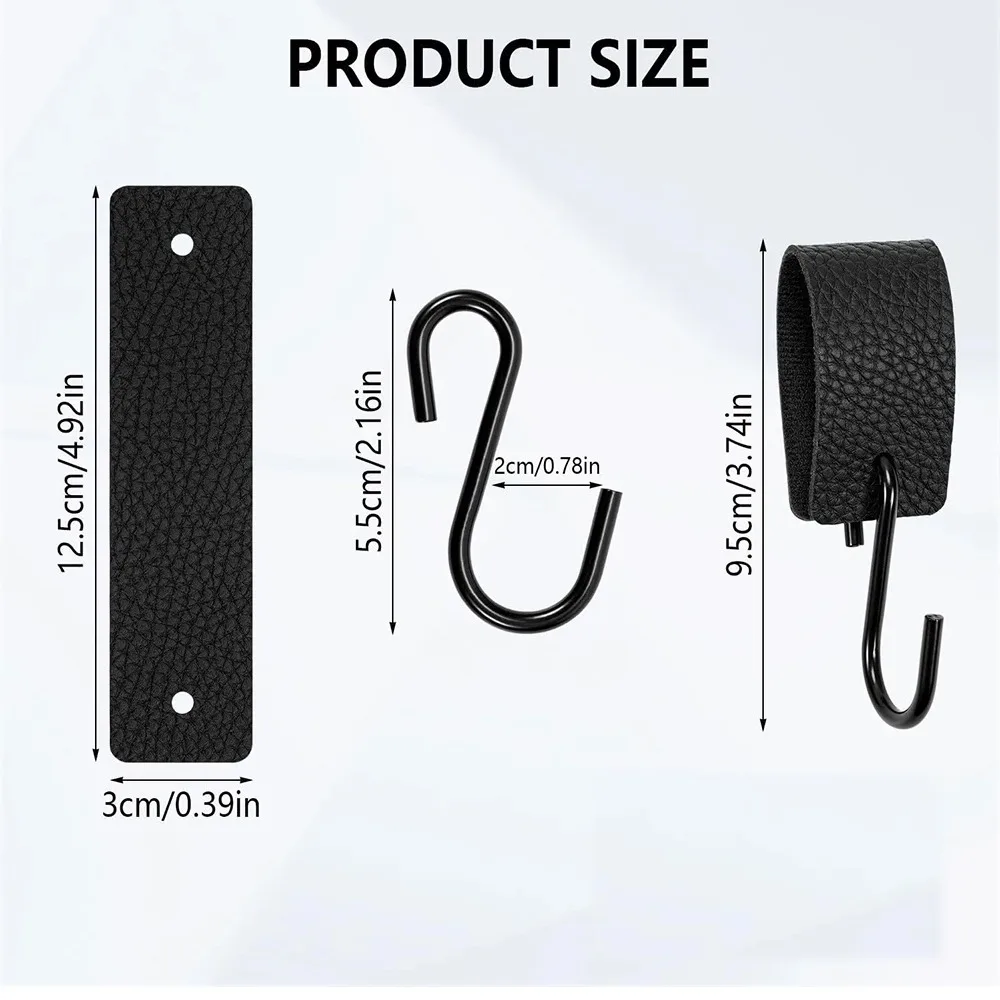 5/10 قطعة حلقة جلدية سوداء S شكل هوك خطاطيف معاطف متعددة الوظائف خطاف تعليق المعاطف لقبعة غرفة نوم المطبخ خطاطيف تعليق