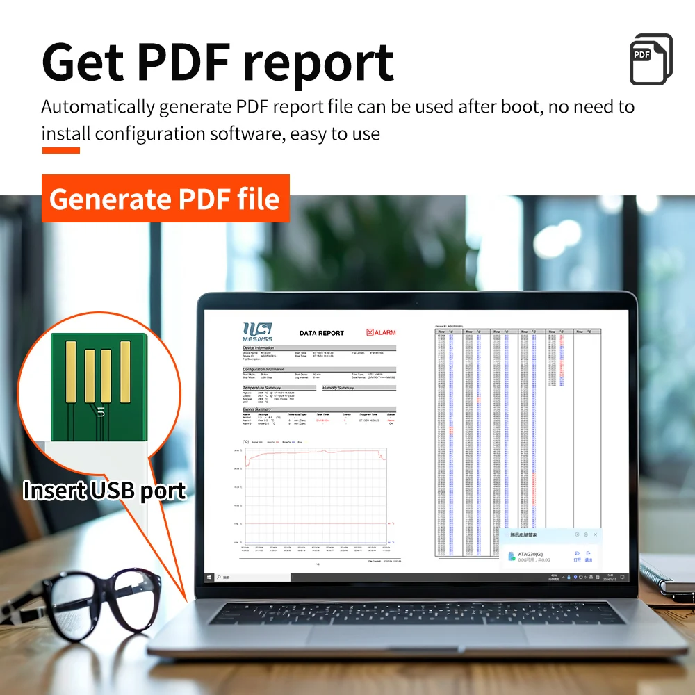 Disposable Temperature Data Recorder Waterproof 180 Days USB Logger PDF Report Temp Alarm LED Indicator for Transport Storage