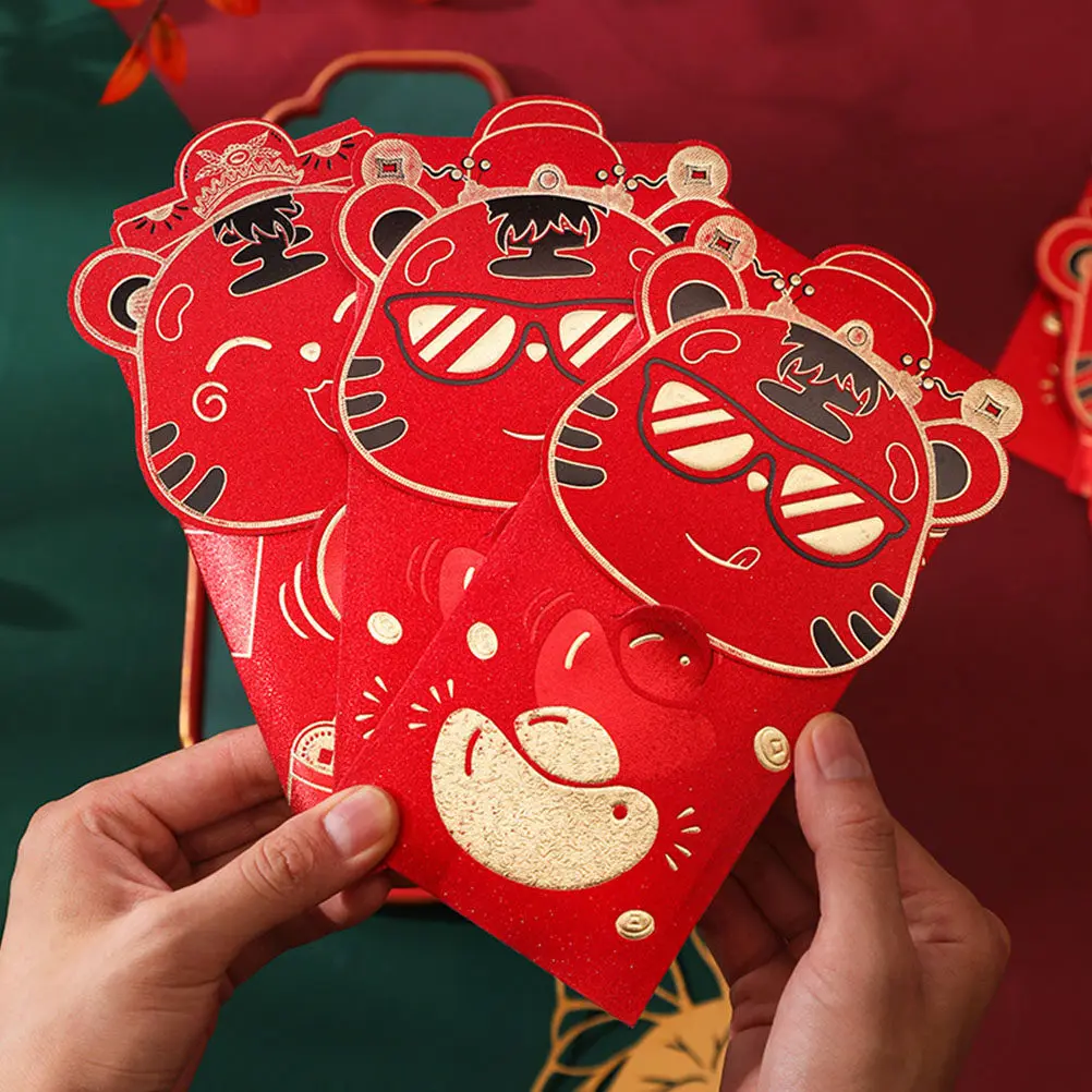 

16Pcs Zodiac Red Envelopes Tiger Pattern Luck Money Packets Lightweight Money Storage Pocket Chinese New Year Festival Accessory