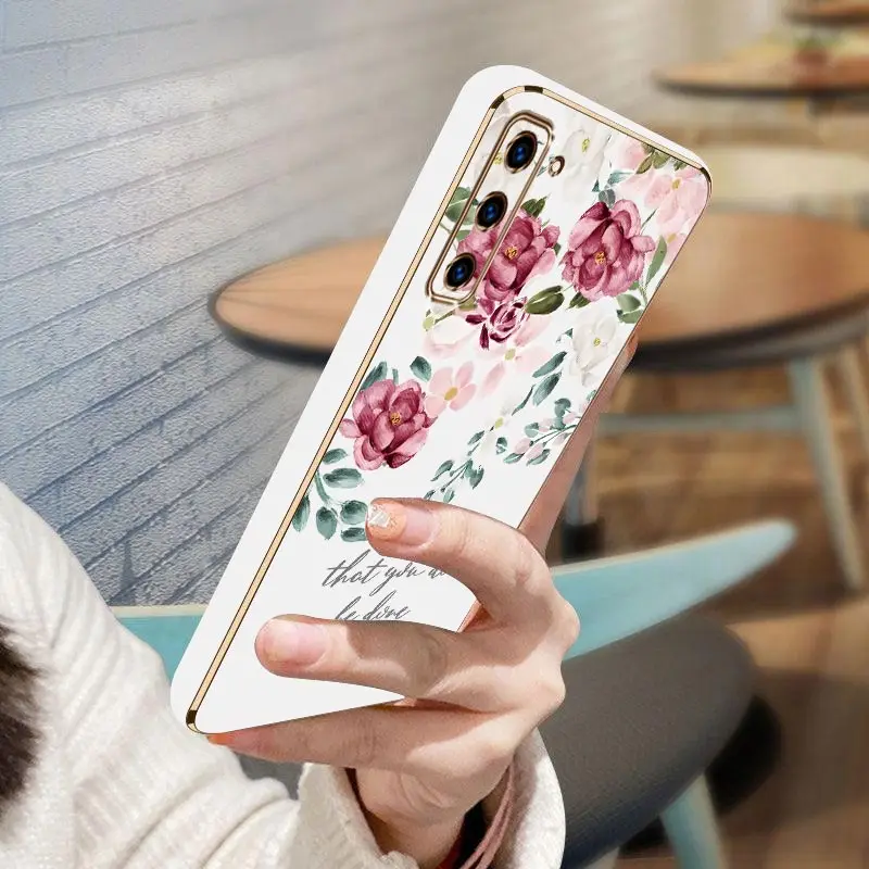 S21 Calm flowers Bracelet Plating Phone Case For Samsung S23 S23FE S21FE S21Plus S23Plus S30 S22 S10 S20 S23Ultra S20FE S9 Cover