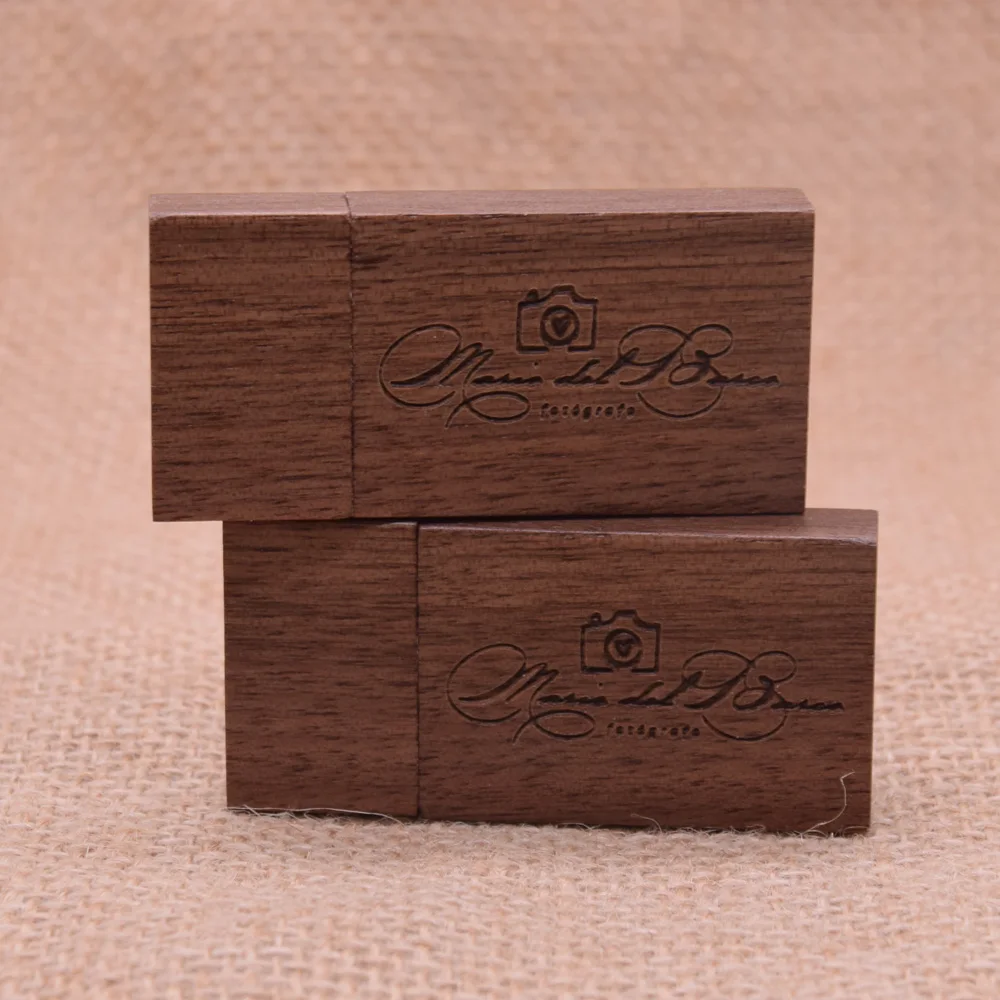 50PCS/Lot Free Custom LOGO Wooden USB2.0 Flash Drive 4GB 8GB 16GB 32GB 64GB High Speed Pen Drives Wedding Gifts Memory Stick