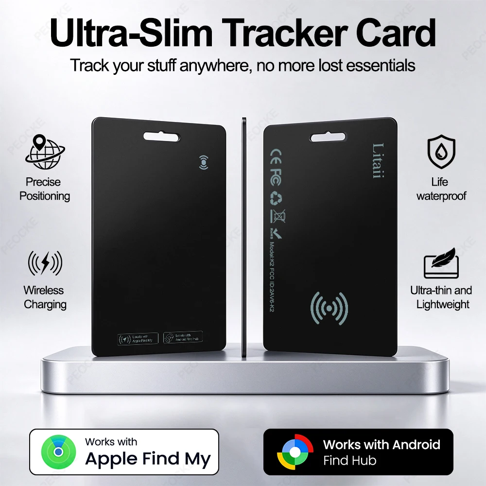 Smart Wallet Tracker Card Wireless Charging Item Finder Tracker Works With Apple &Android Google Find Hub Ultra Thin Item Finder