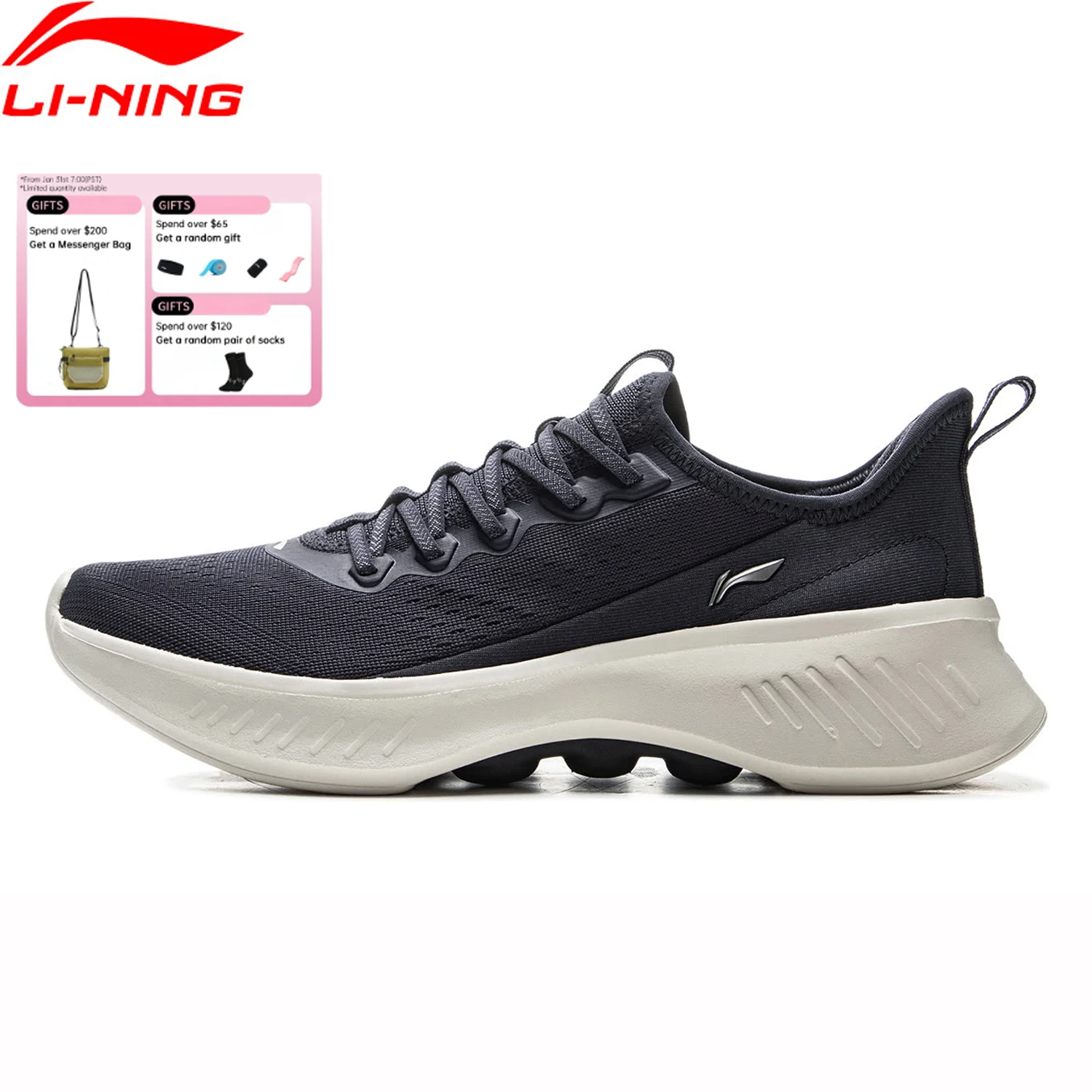 Li-Ning Men's SOFT ESSENTIAL V2 Casual Walking Shoes CLOUD Cushion Comfortable LiNing Stylish Sport Shoes AGLV021