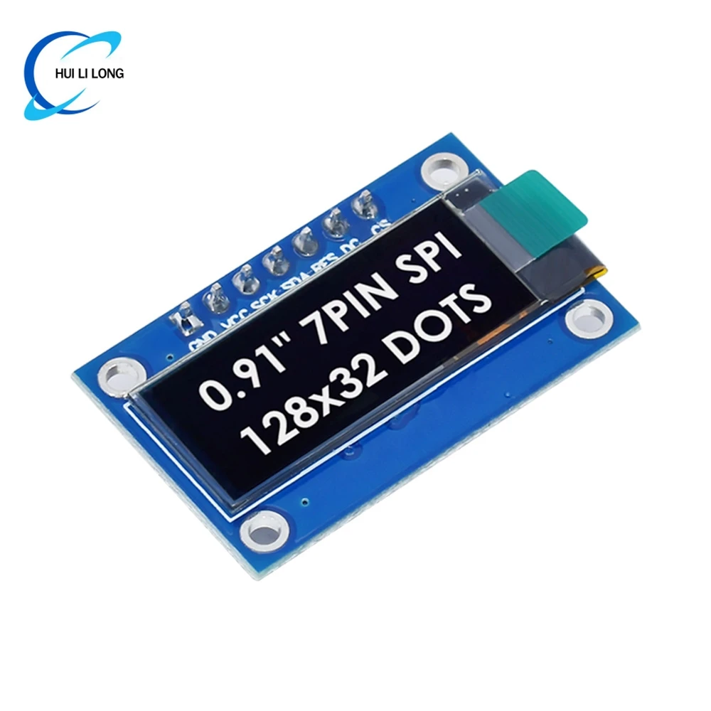 Wavgat ssd1306 7pin 0.91 polegadas 128x32 spi módulo oled 0.91 "módulo de exibição oled branco azul placa de tela oled para arduino