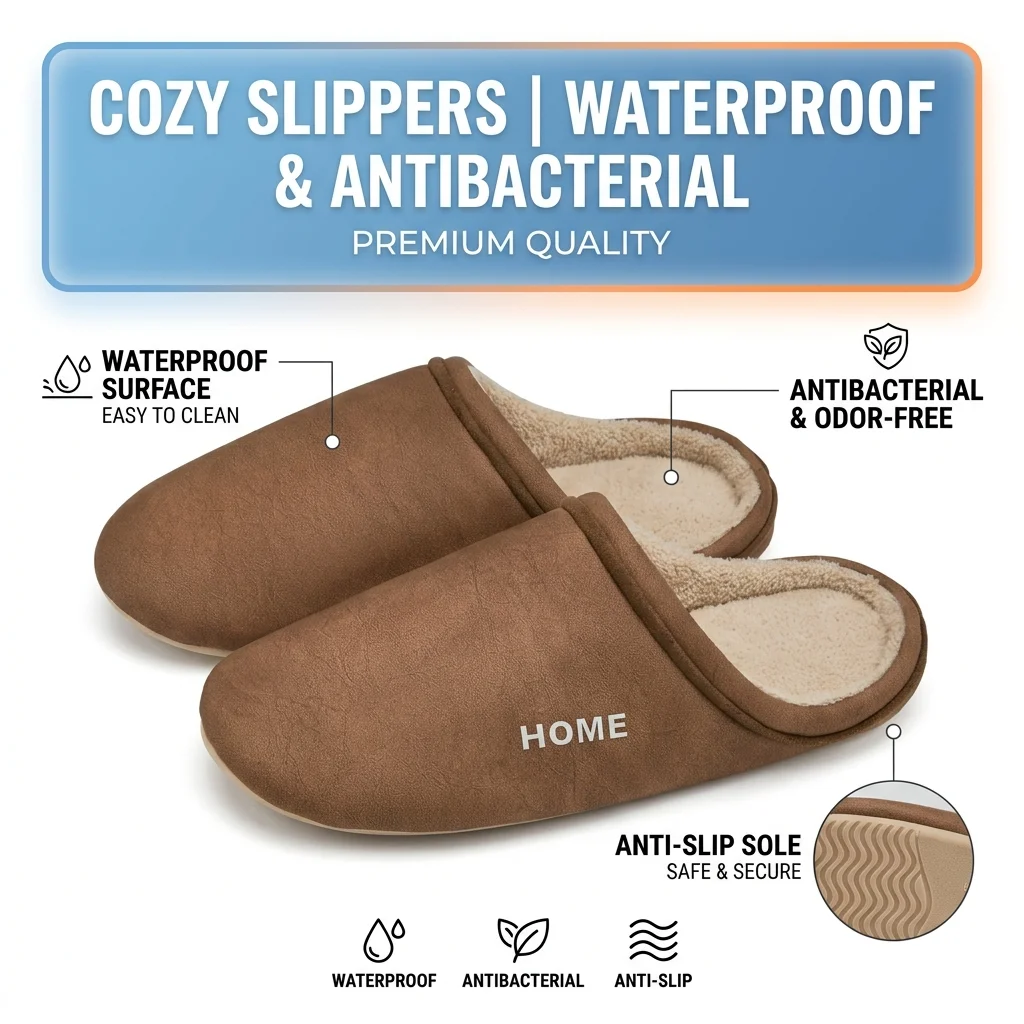Women Home Embroidery Fuzzy Slippers Winter Warm Faux Suede Fur Collar Non‑Slip Thick Sole Soft Indoor Home Shoes