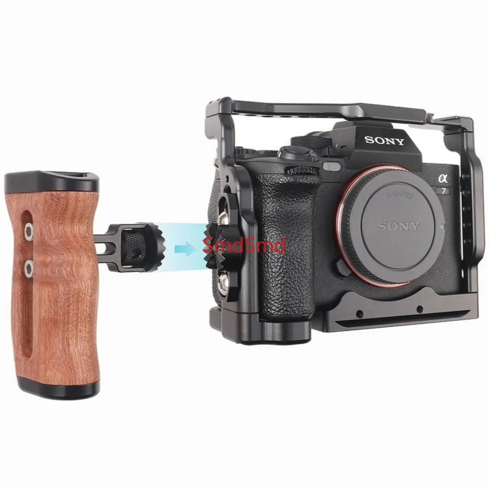 Wooden Side Handle Quick Release Camera Cage Handle Grip with 1/4