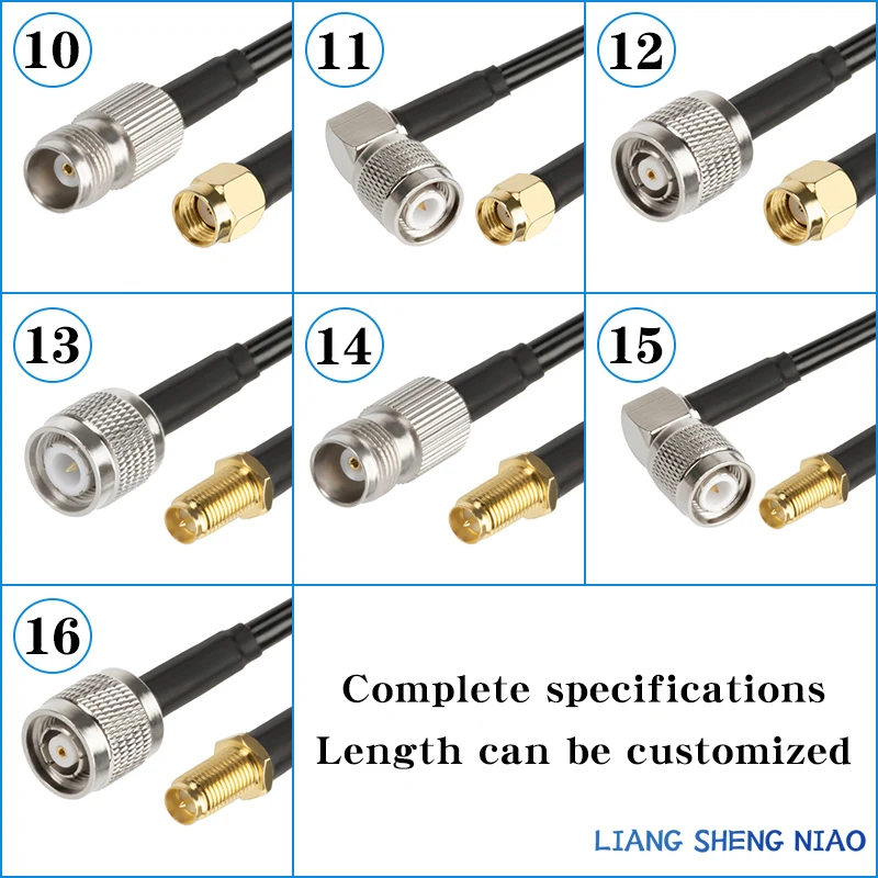 Cable de extensión TNC macho a SMA macho, cable adaptador coaxial RF de 50 ohm, 0,3 m-30m, RG58, de baja pérdida