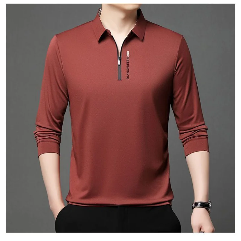 Lightweight Sun Protection Mens Long Sleeve Tshirt Slim Fit Zipper Casual Wrinkle Resistant Top