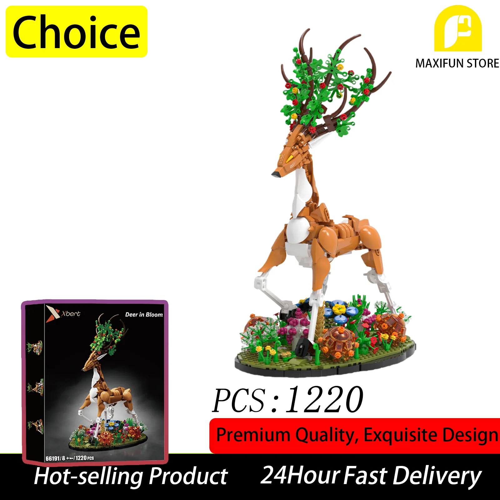 MOC 1250OCS الرنة الغزلان الحيوان اللبنات مجموعة عيد الميلاد تحت عنوان نموذج التعليمية الجذعية لعبة الإبداعية سطح المكتب ديكور #1