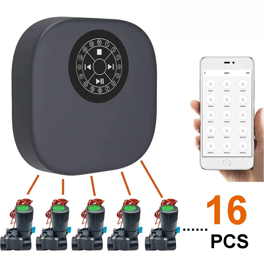 

16-зонный умный контроллер полива сада, Wi-Fi, таймер орошения, 16-ходовой электромагнитный клапан для воды, программируемые системы спринктуры воды