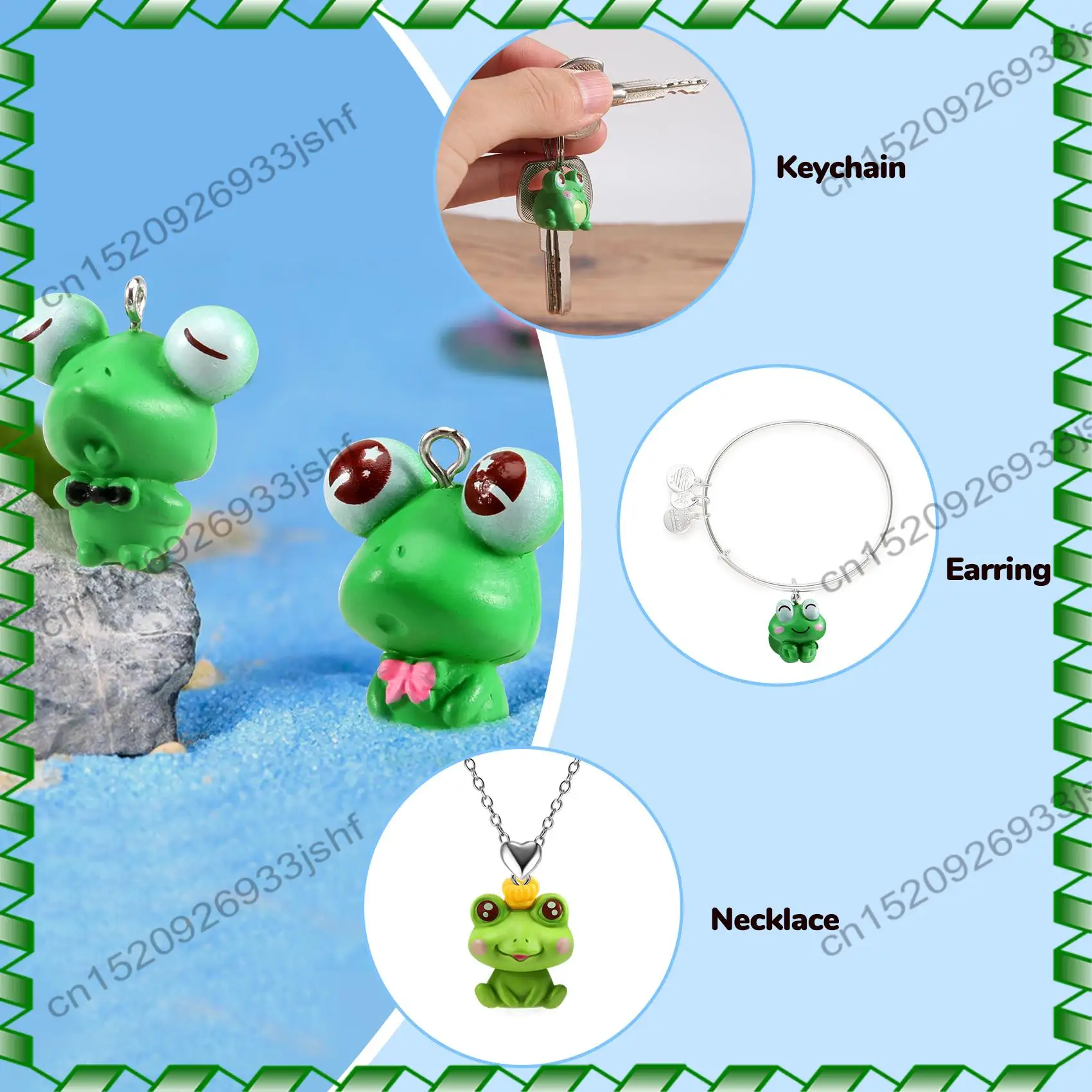 -BOFF 48 PCS Frog Charms For Jewelry Making Bulk Cute Animal Pendants Green Frog Keychain Charms Small Jewelry Making Charms
