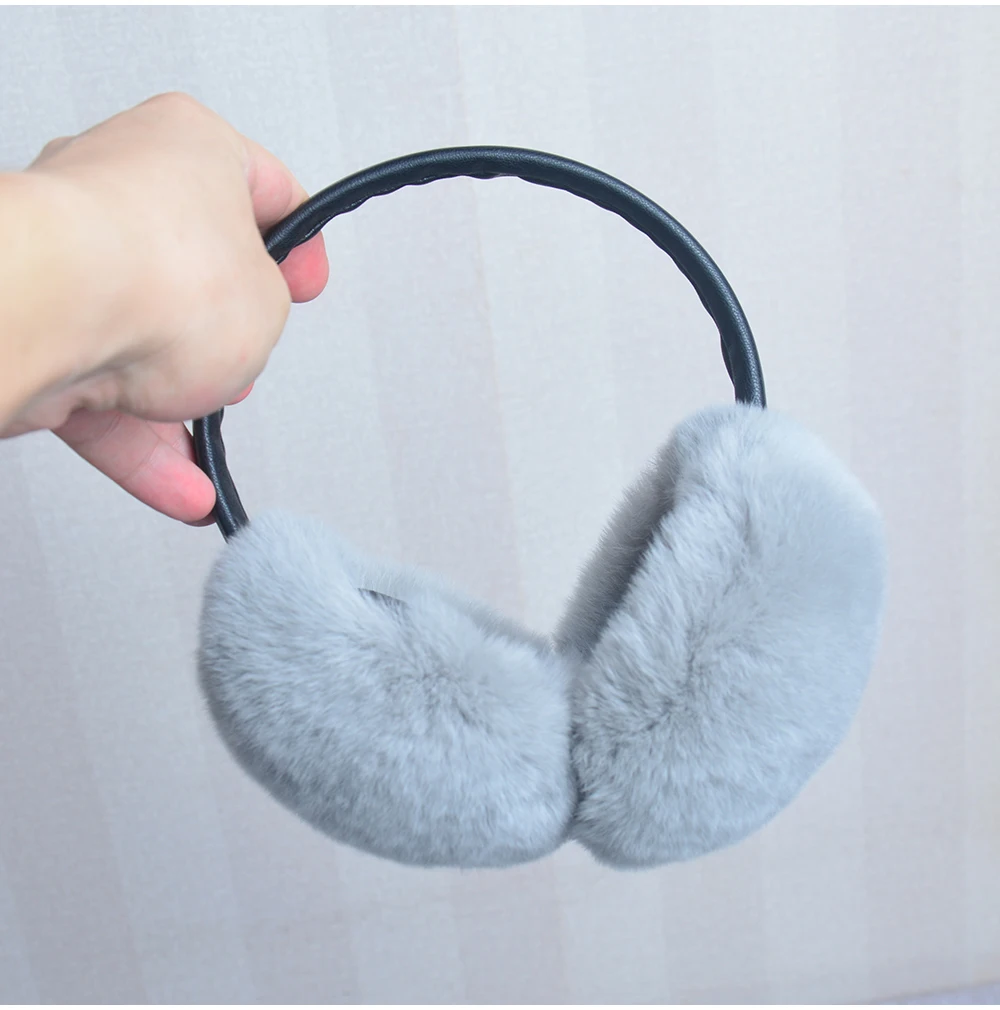 Rex Rabbit Fur Hang Ear Cover Warm Winter Earmuffs Headwear Ear Muffs Fur Earmuffs Cold Ear Warmer Fold Ear Protection Headband