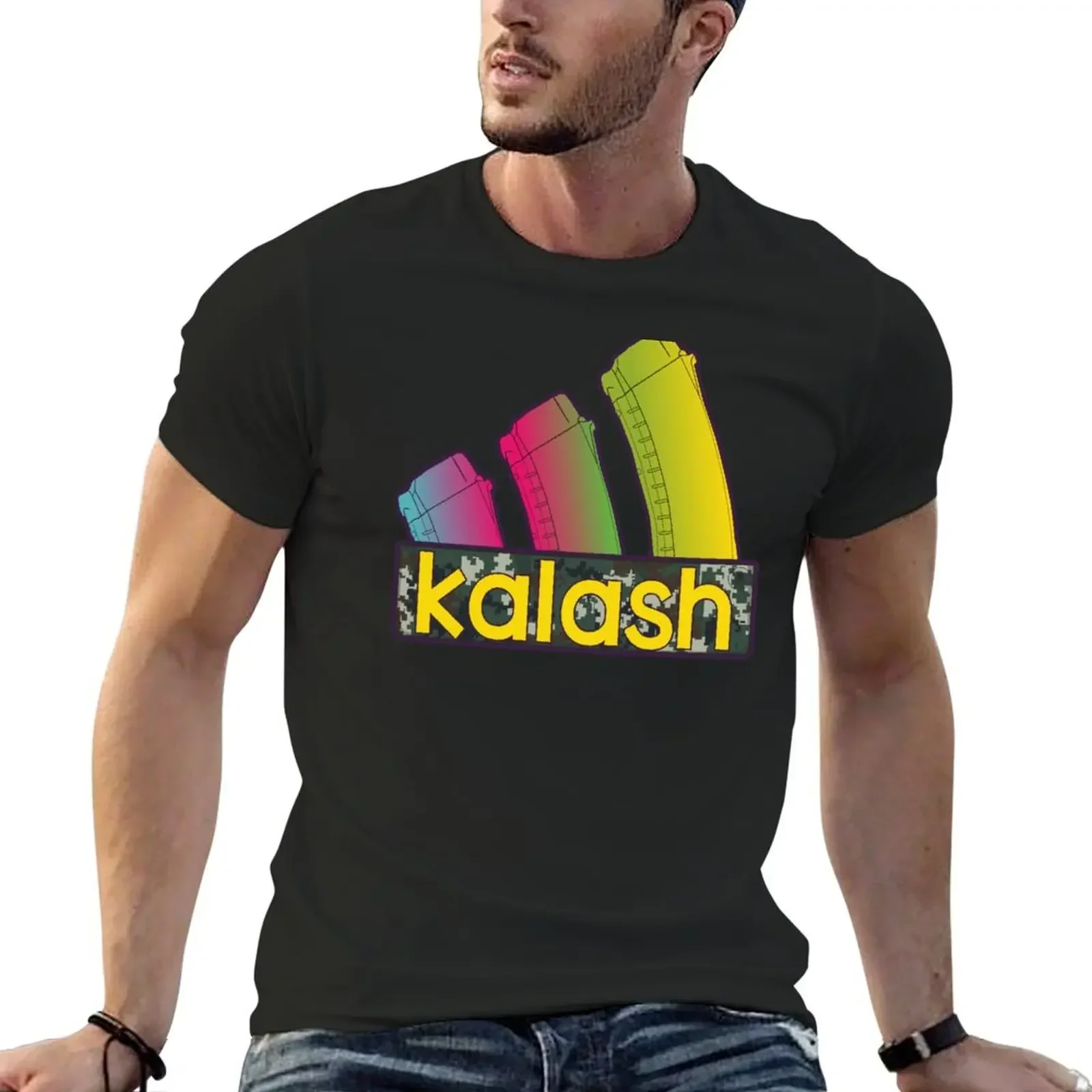 Colorful Kalash three AK assault rifle magazines T-Shirt quick-drying blanks graphics mens t shirt