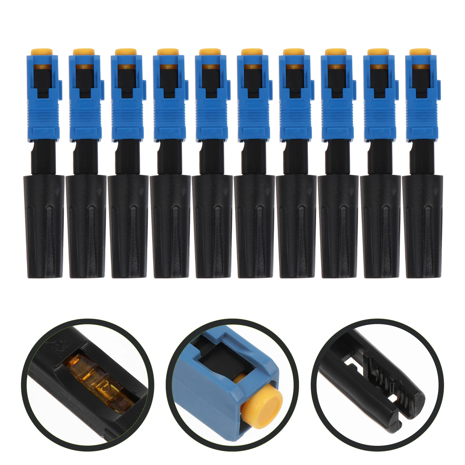 

10pcs Optical Fiber Quick Connector Field Termination Plastic Single Mode High Precision Low Loss Durable Signal for Fiber