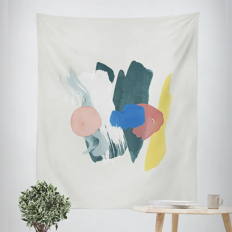 2025 New Morandi Color Ins Style Abstract Art Tapestry Nordic Modern Bedroom Decoration Fabric Cafe Wall Background Cloth