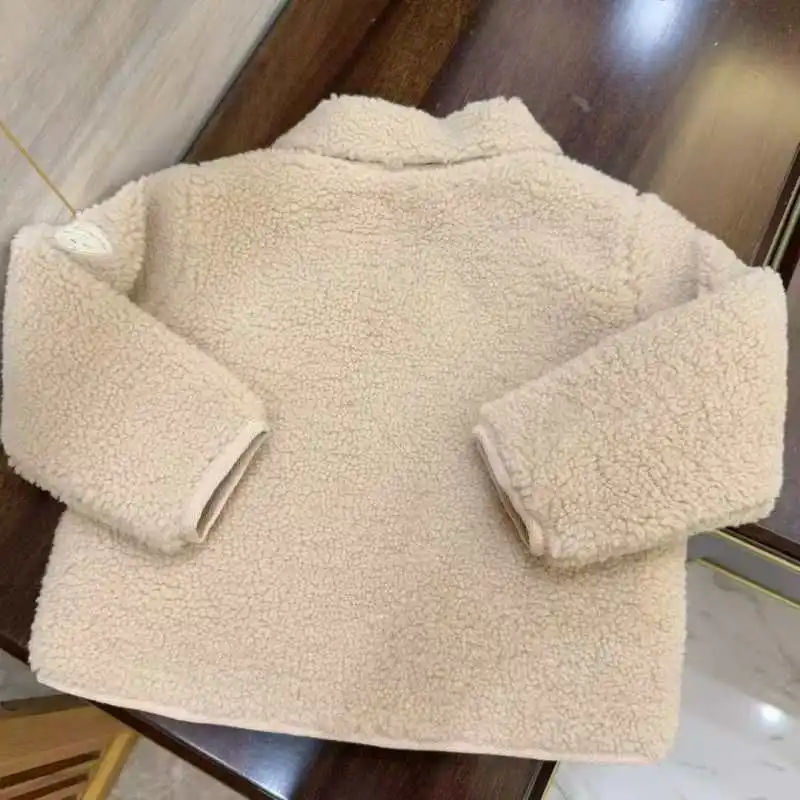 In stock 2025 BP Baby Girls Beige Coat Lamb Jacket Warm Coat for Girls Kids Boutique Clothes Pink Veat