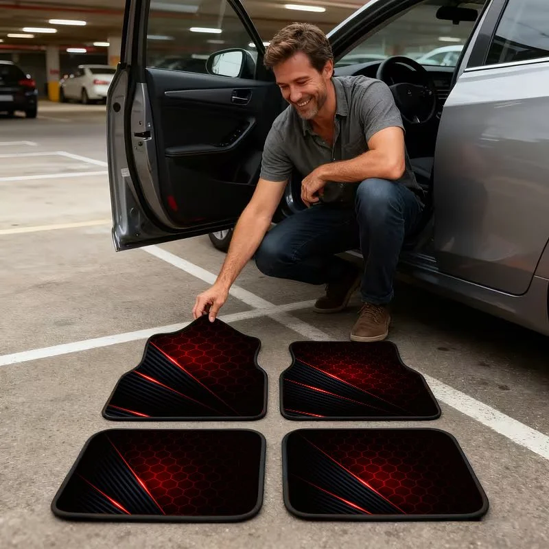 4 ชิ้นแผ่นรองพื้นรถยนต์ทรงหกเห - Universal Tech Accessories บทวิจารณ์และราคา