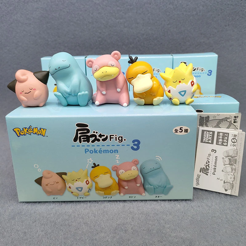 5pcs/Set Pokemon Blind Box Anime Snooze Pikachu Action Figure Snorlax Gengar Lucario Psyduck Togepi Doll Model Toys Kids Gifts