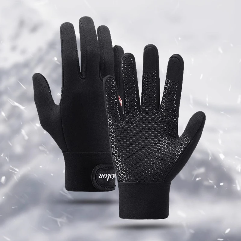 

Winter Motorcycle Cycling Gloves Outdoor Sports Running Warm Touch Screen Gym Fitness Full Finger Knitted Magic Luvas For Men
