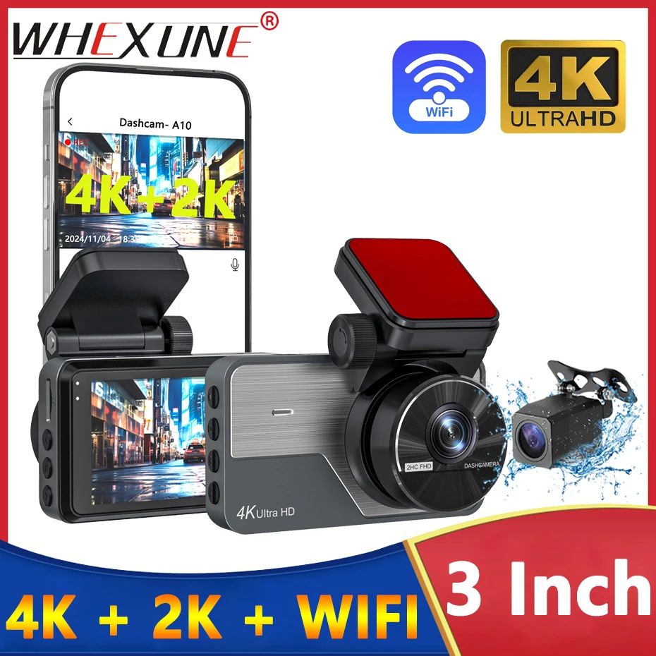 Ultra HD 4K WiFi Dual Dash Cam 2K Rear Cam Installation 3