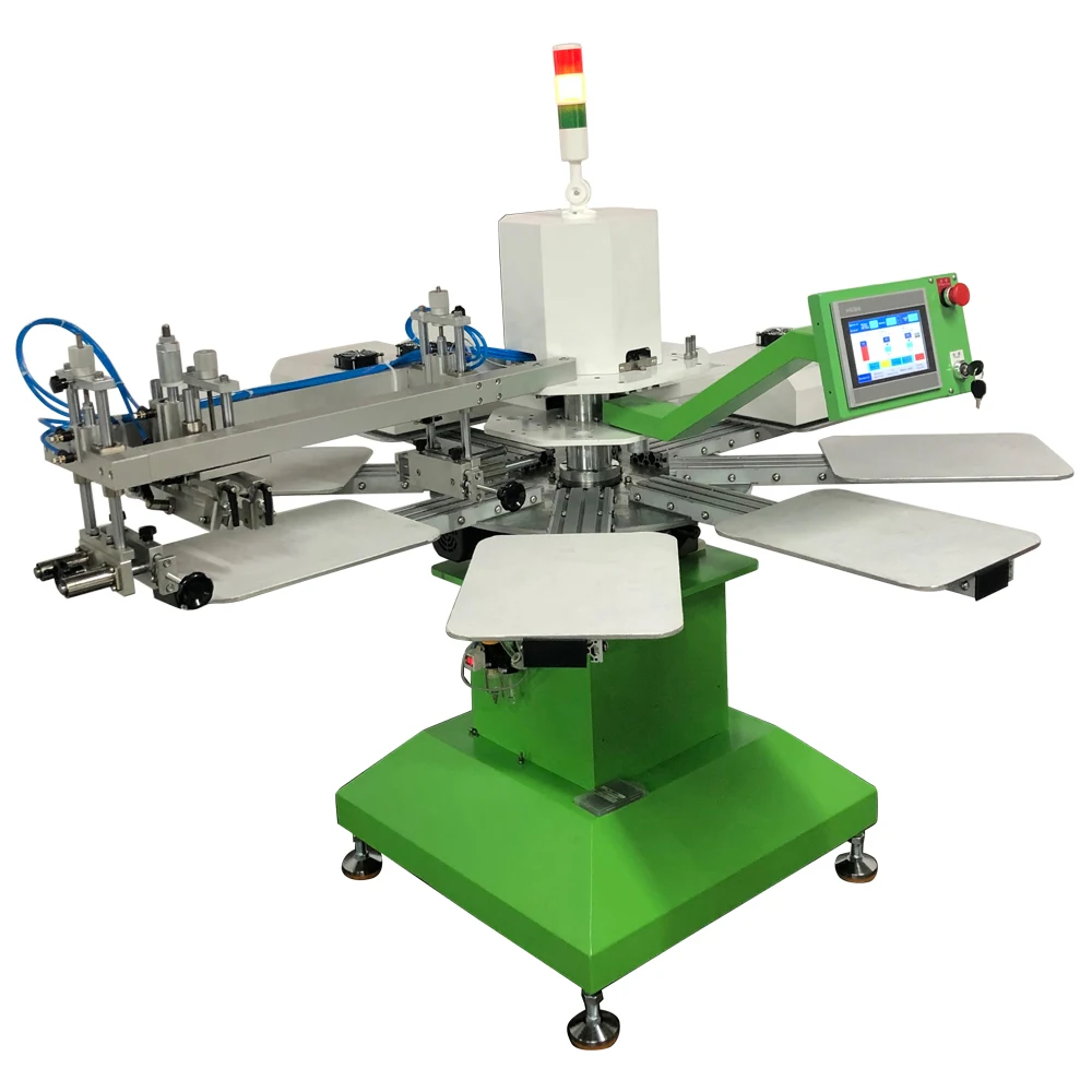 Simple Pneumatic Automatic Screen Printer 1 Color 8 Stations Serigraphie Equipment With 2pc Flash Dryer for Fabric T-shirt